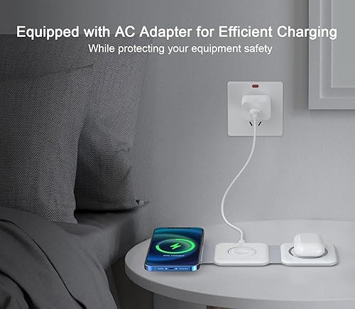 Miniatura 7 de Cargador inalámbrico magnético de 15 W, almohadilla de carga plegable de carga rápida compatible con Apple iPhone 16ProMaxPlus, carga rápida delgada