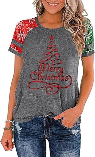 Miniatura 5 de Camisas con estampado de reno de Navidad para mujer lindas camisetas gráficas divertidas blusa casual