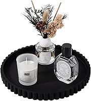 Heagoale 9 Inch Round Silicone Bathroom Tray - Black Vanity Organizer for Perfume, Candles, Soap, Kitchen Counter Decor