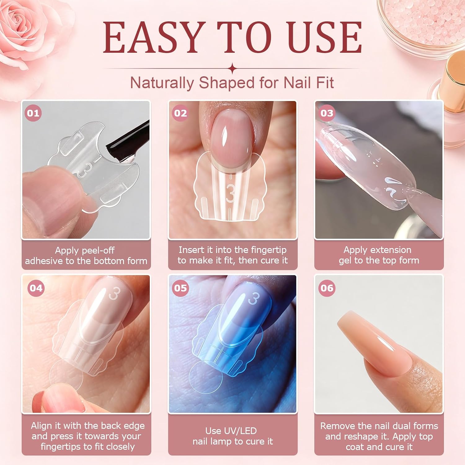 Sandwich Nail Form 280 Pcs – Squoval Dual Forms with French Tip Guide for Gel & Acrylic Extensions, Full Cover Reusable Tips, Easy to Use for Beginners, DIY & Salon