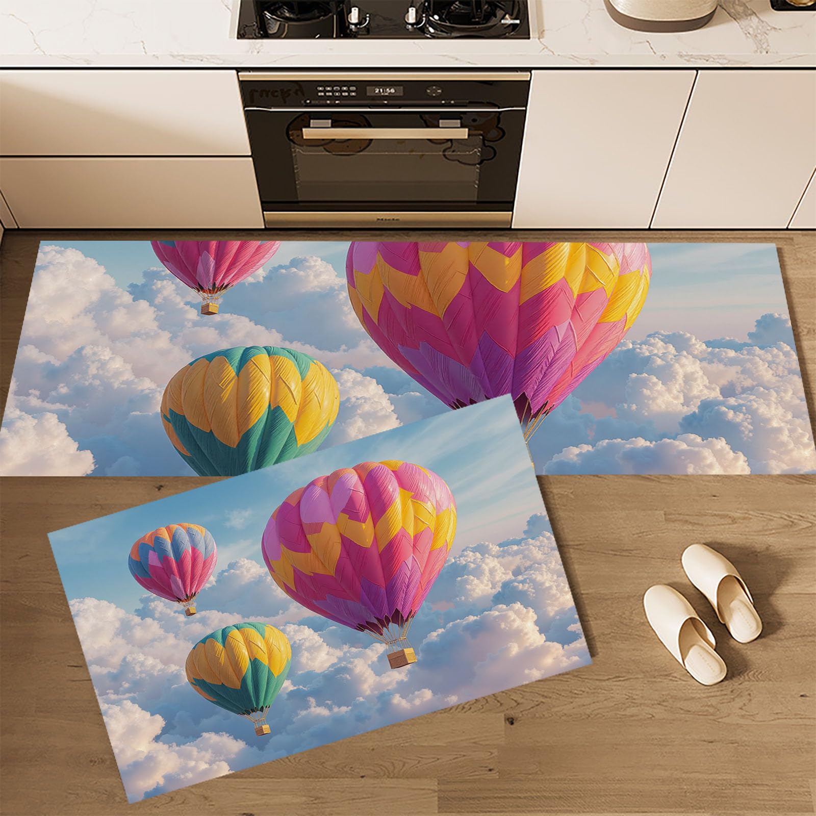 Juego de alfombras de cocina lavables de 2 piezas (40x60 y 40x120 cm) con diseño antideslizante