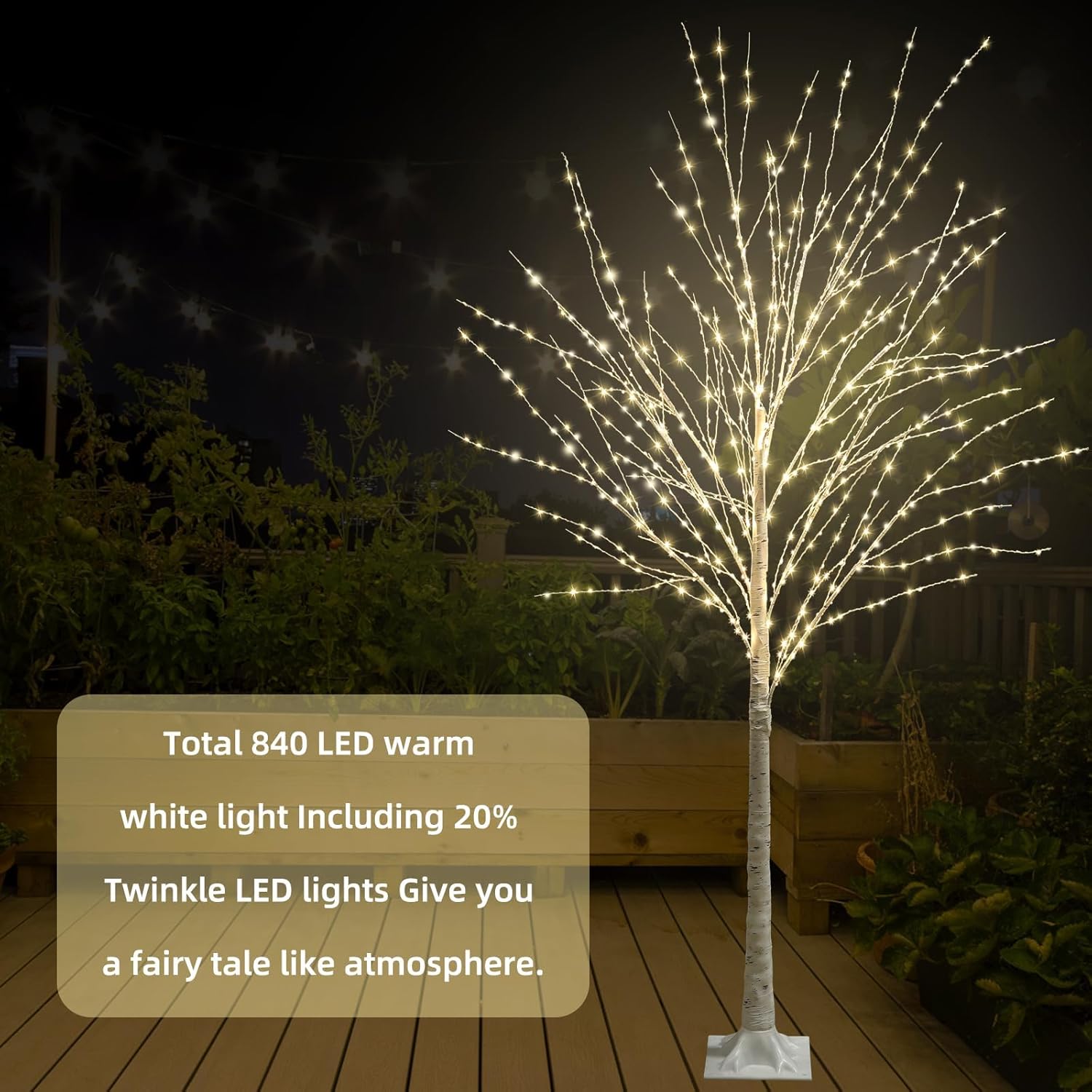 6FT Lighted Birch Tree 840 LEDs Warm White Lights with Twinkle Lights, LED Artificial Tree Lights, Light Up Tree for Indoor Outdoor Home Room Christmas Wedding Birthday Holiday Decoration - Image 2