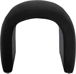 Safavieh Kibo Modern Black Velvet Waterfall Ottoman - Plush Fully Assembled Footrest for Living Room or Bedroom