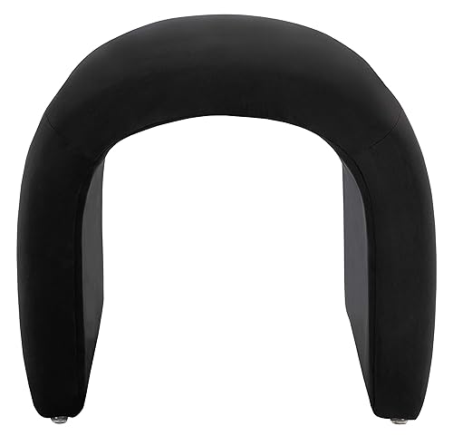 Safavieh Home Collection Kibo Modern Waterfall Black Velvet Ottoman (Fully