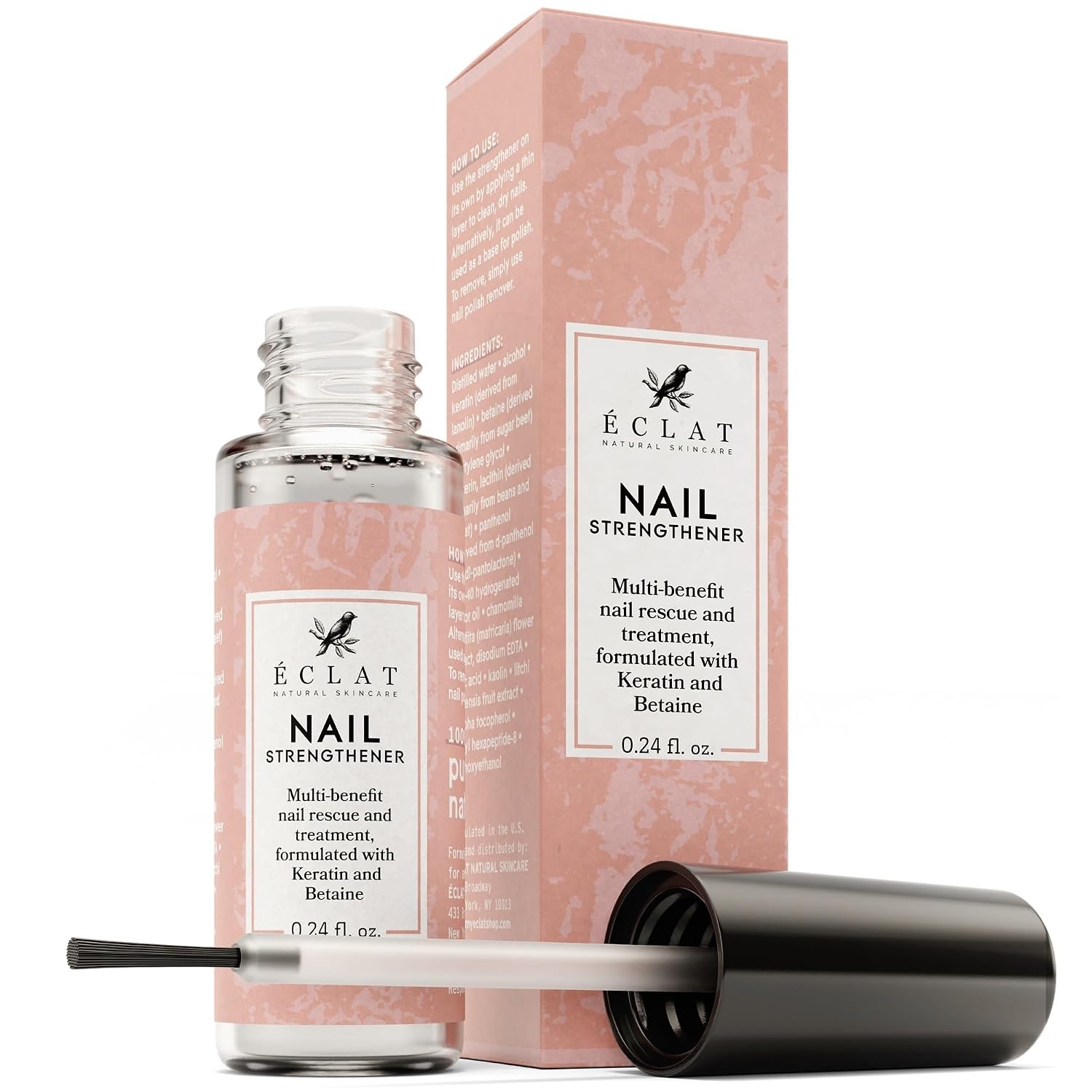 𝗪𝗜𝗡𝗡𝗘𝗥 𝟮𝟬𝟮𝟯* Nail Varnish - Nail Strengthener for Damaged Nails, Clear Nail Polish w/Vitamin E for Nail Growth, Hard & Strong Nail - Helps to Reduce Cracks & Splitting in Nails 0.24 Fl Oz