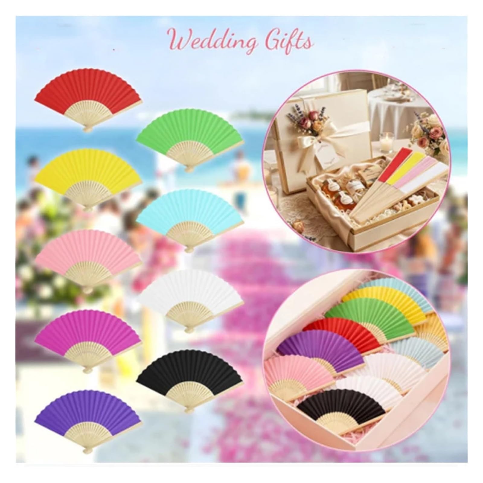 Abanicos plegables hechos a mano, 12 abanicos de papel plegables de mano para decoración de bodas y fiestas (verde)