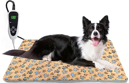 Miniatura 16 de Almohadilla térmica extragrande para perros de 47 x 30 pulgadas con interruptor de termostato inteligente y tubo de protección de línea