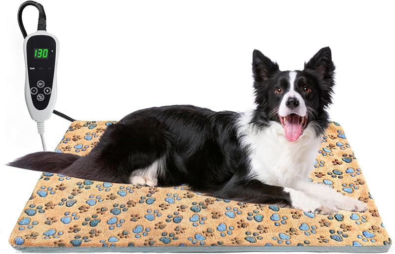 Colchonete Térmico para Cães e Gatos GOLOPET com Temperatura e Timer Ajustáveis 81,28 x 50,8 cm Amarelo