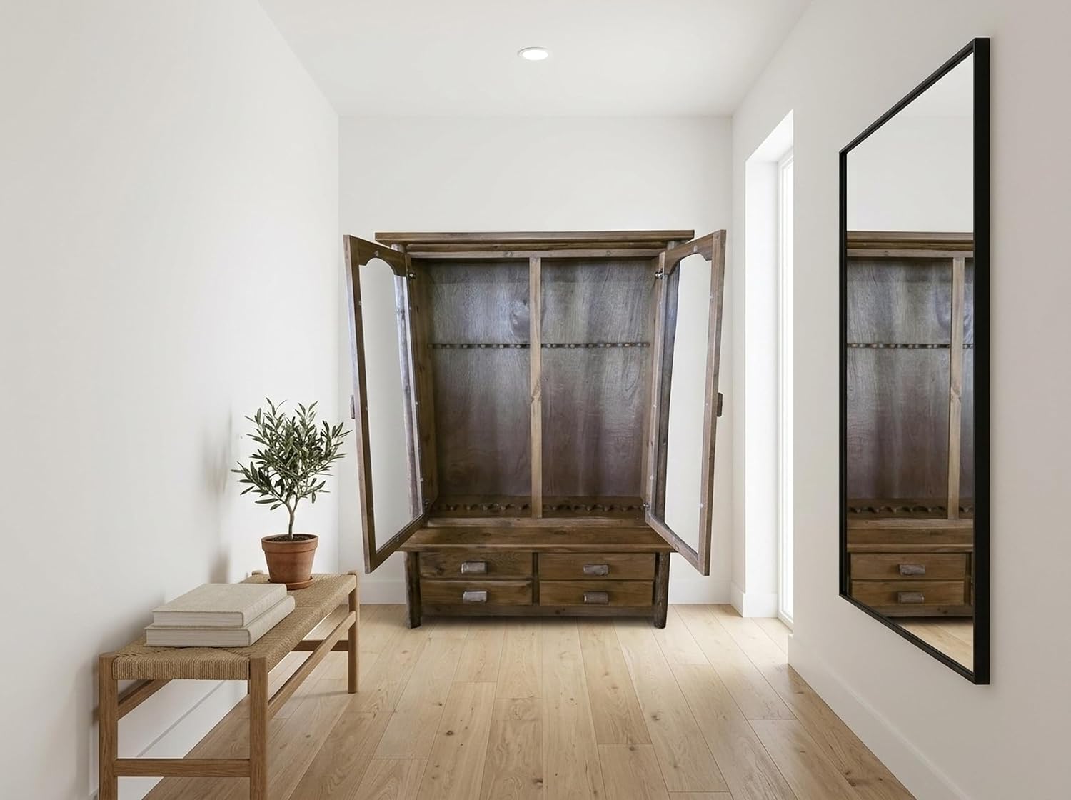 SRL Rustic Log Gun Cabinet Pine Solid Wood Storage Cabinet with Doors Perfect for Gun Holder Available in 8-10- or 12-Gun Versions