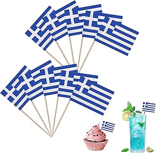 100 Stück Griechenland Flagge Zahnstocher,Griechische Deko,Griechenland Deko für Party Food Tortendekoration Pub Dekoratio,Greece Flagge Zahnstocher,GriechenlandGeschenk,Flaggenpicker