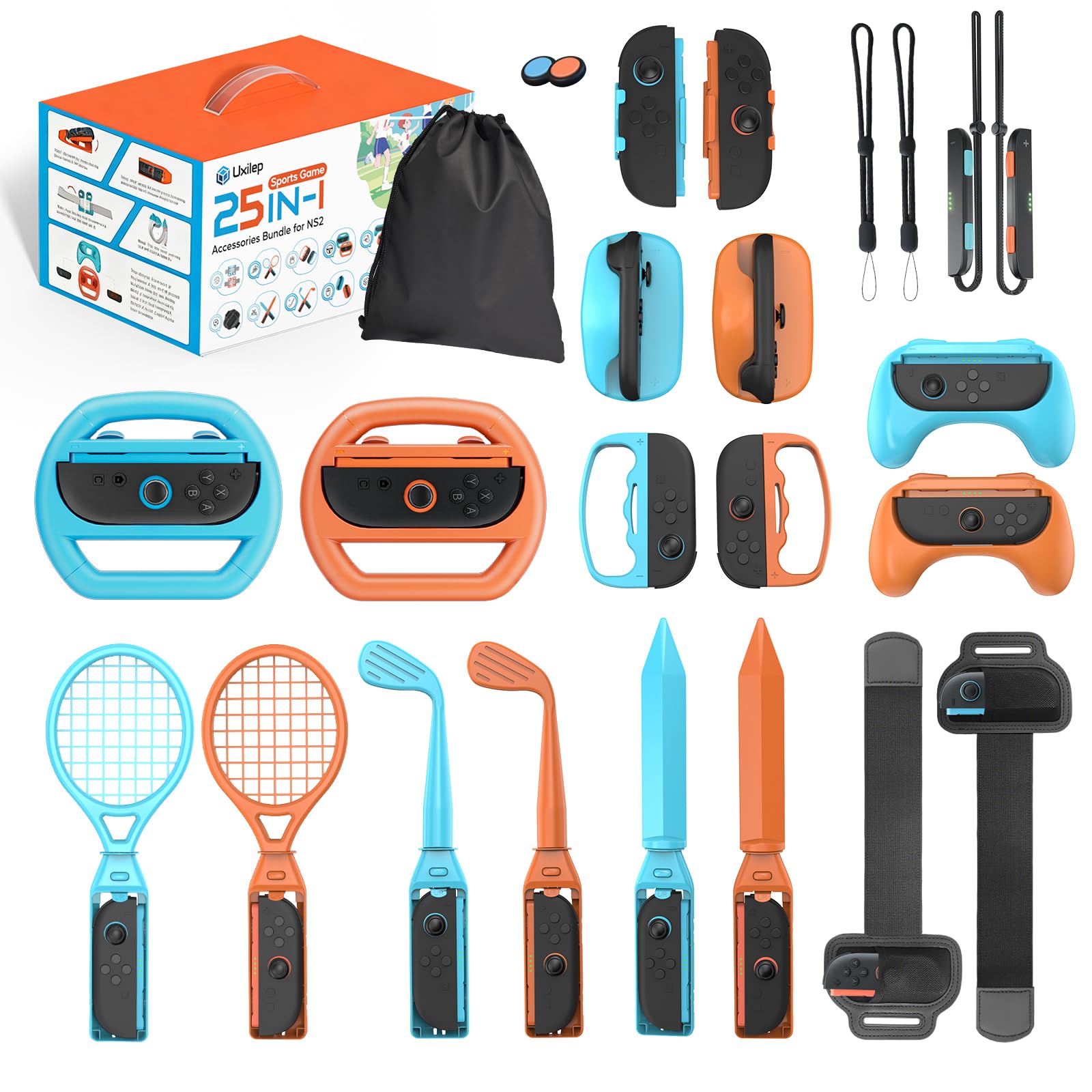 Uxilep Switch Sports Games Accessories Bundle for Nintendo Switch 2 2025 25 in 1 Family Party Pack for