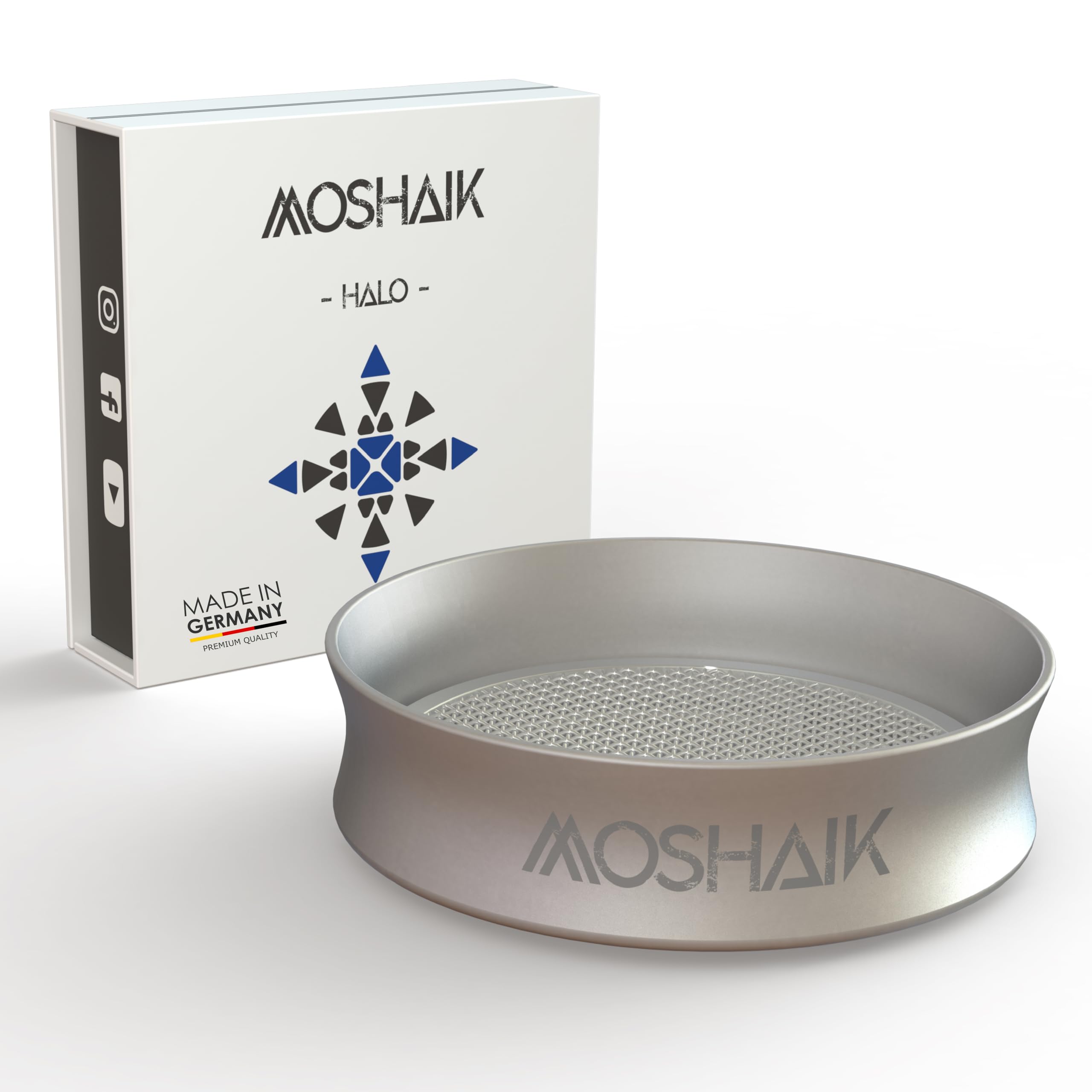 HALO V2A | pudełko do wędzenia ze stali nierdzewnej | szisza HMD Heat Management Device z sitkiem | nasadka do sziszy | pasuje do wszystkich powszechnie stosowanych Phunnels i głowic