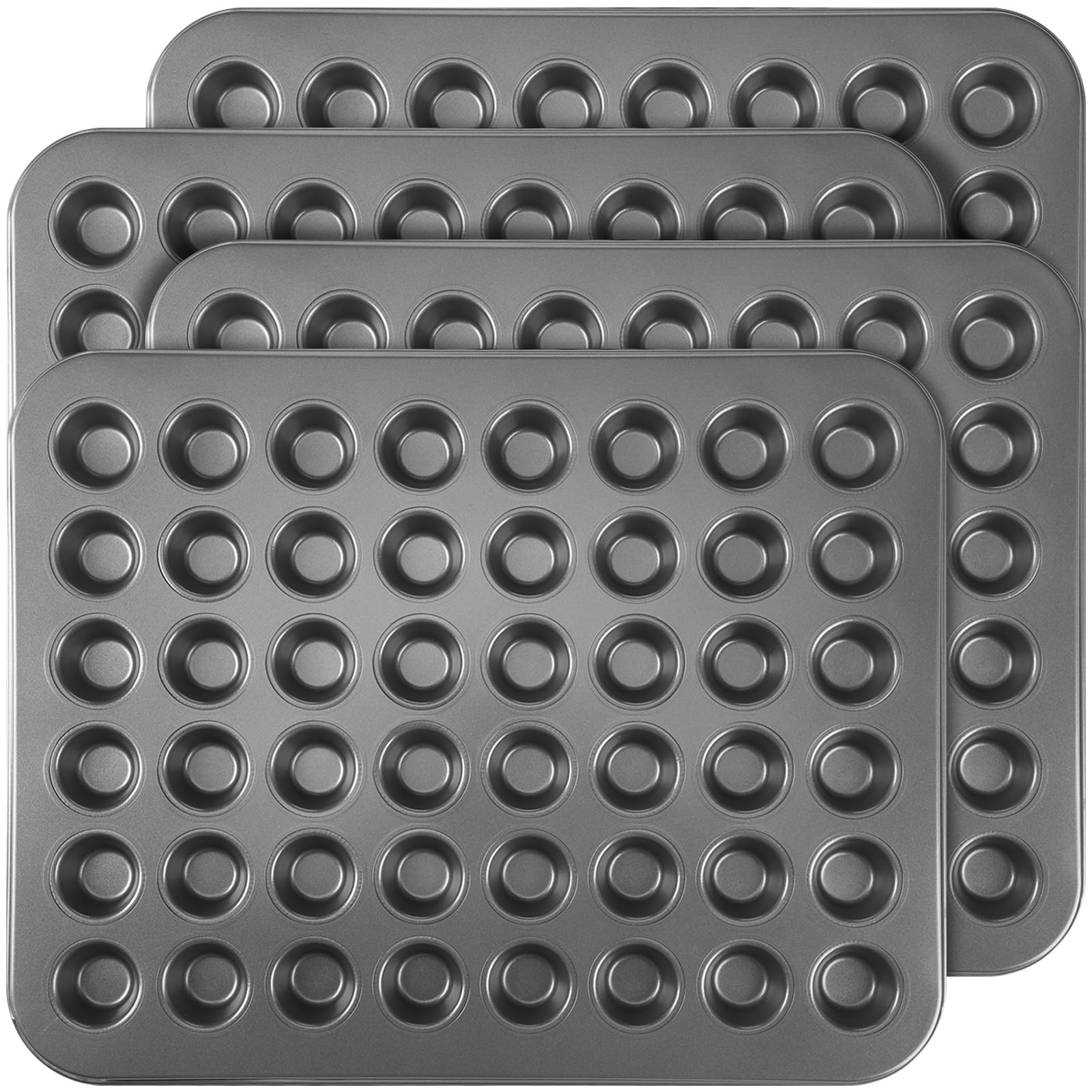 Tioncy 4 mini moldes para magdalenas de 48 tazas de 15.94 x 12.6 x 0.79 pulgadas, antiadherente, de acero, para hornear tartas de queso, apto para lavavajillas