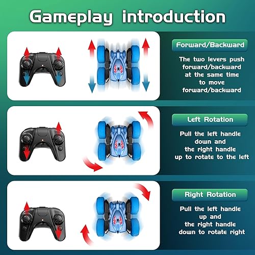 Miniatura 6 de Auto a control remoto, luz divertida para auto a control remoto, 40 minutos de tiempo de juego, 360 vueltas giratorias, autos de acrobacias a