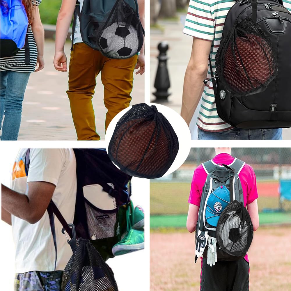 Lot de 2 sacs de basket-ball en filet, sac à dos, portable, sac de basketball, sac en filet, accessoires de football, volley-ball, accessoires de basketball, football, tennis, adultes