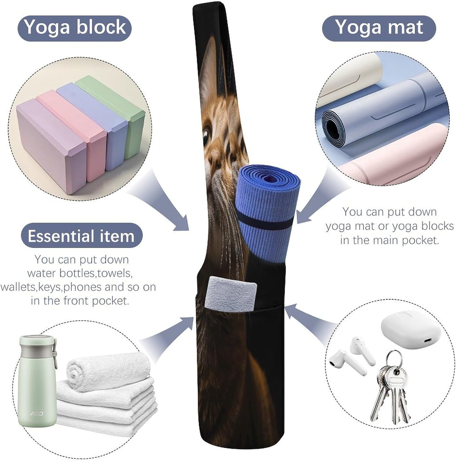 Cat Looks Up Canvas Yoga Mat Bag Yoga Mat Carrier image 5