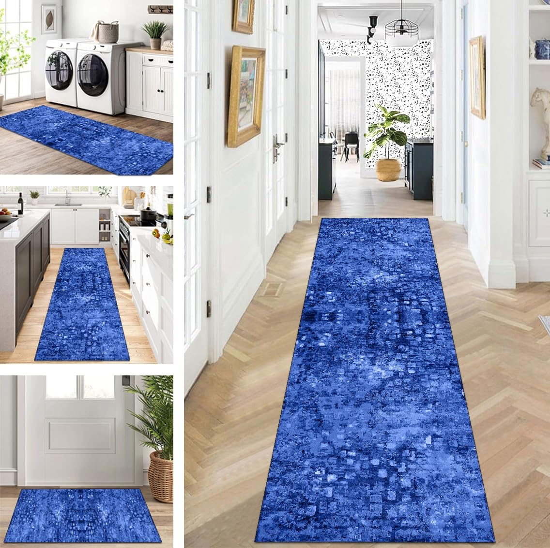 Tapis de couloir antidérapant bleu lavable 40x60cm pour sécuriser et sublimer vos sols