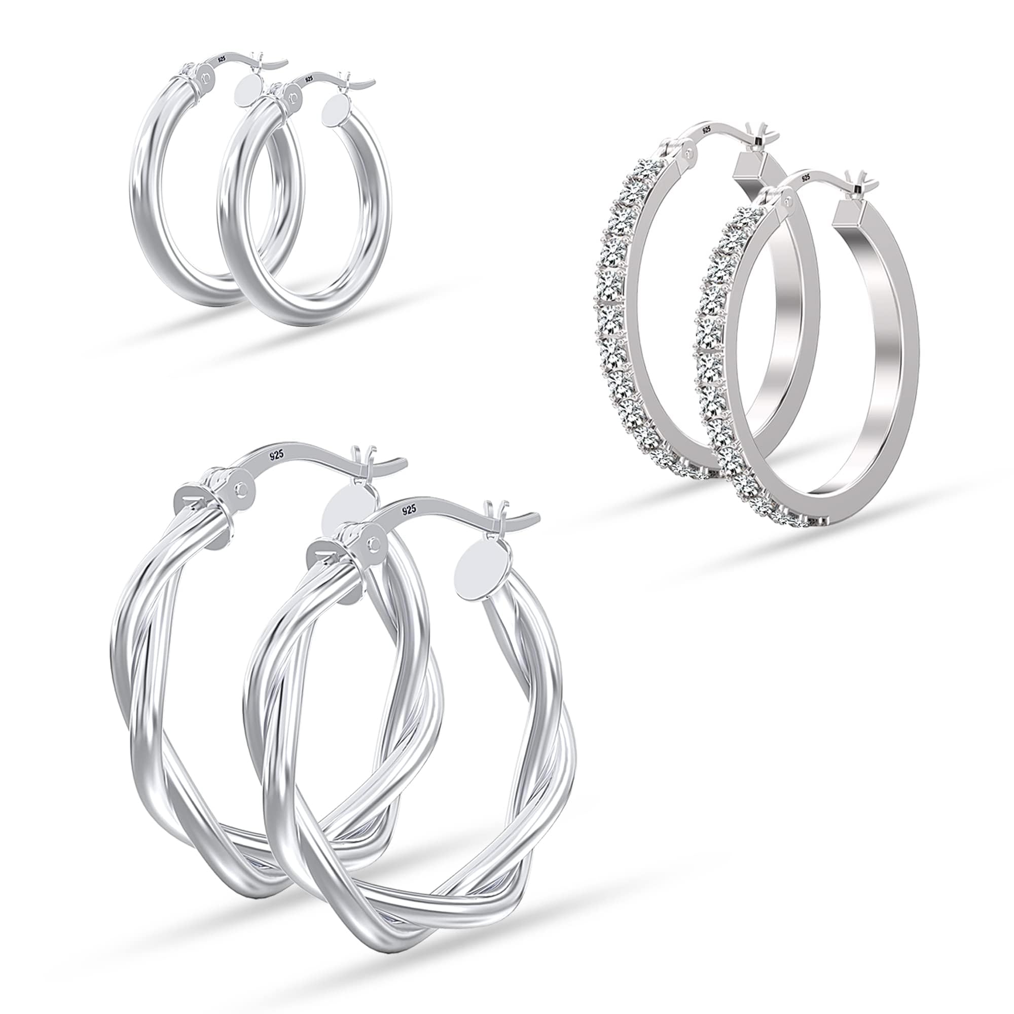 See full amazon price history chart for LeCalla Set of 3 Pair 925 Sterling Silver BIS Hallmarked Hoop Earrings for Women Teen | Small Classic Twisted CZ Cartilage Earring | Click-Top Hoop Earring Sets for Multiple Piercing (13mm,15mm,20mm) LeCalla Set of 3 Pair 925 Sterling Silver BIS Hallmarked Hoop Earrings for Women Teen | Small Classic Twisted CZ Cartilage Earring | Click-Top Hoop Earring Sets for Multiple Piercing (13mm,15mm,20mm) (B0D73CQ1DL) Amazon Price History, Amazon Price Tracker