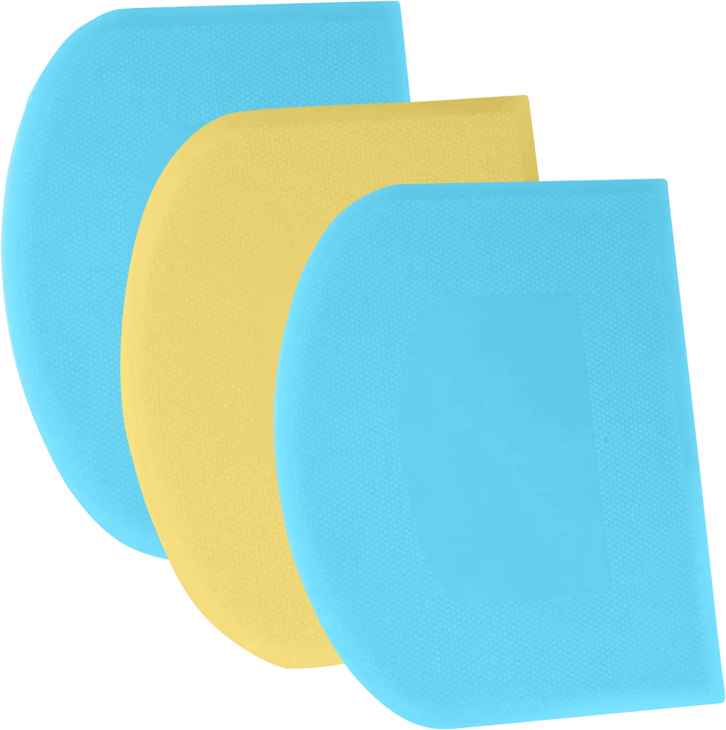 SURDOCA Dough Scraper - 3P 7.1x4.9" Plastic Flexible Bowl Scraper, Sharp Edge & Angles Cake Scraper. Non-Slip Bakeware Decorating Tools Sculpting & Modeling Tools - Blue+Yellow+Blue