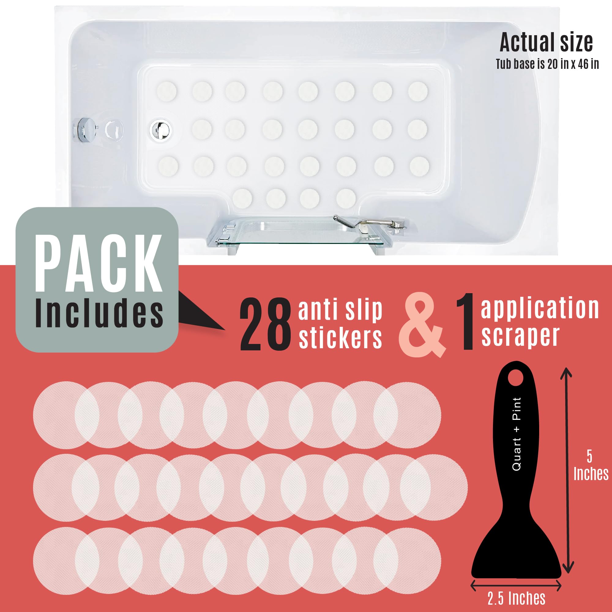 Pegatinas antideslizantes para ducha, calcomanías antideslizantes para bañera para mayor seguridad, calcomanías antideslizantes para suelo de ducha con rascador para bañera, ducha, escaleras, barcos