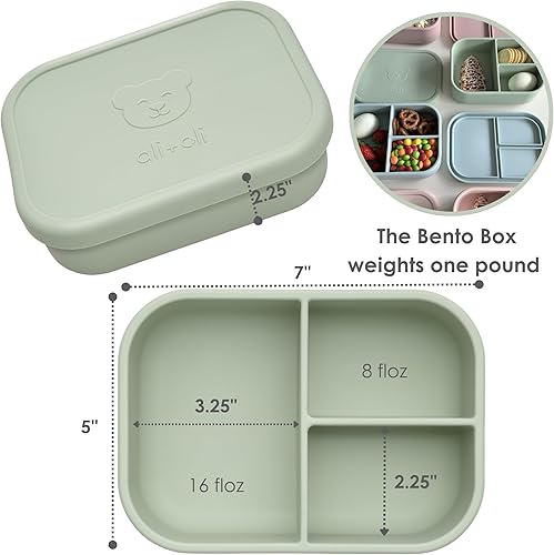 Miniatura 2 de AliOli Caja Bento a prueba de fugas pino de silicona de grado alimenticio sin BPA ftalatos plomo y PVC lonchera Bento para niños y adultos juegos