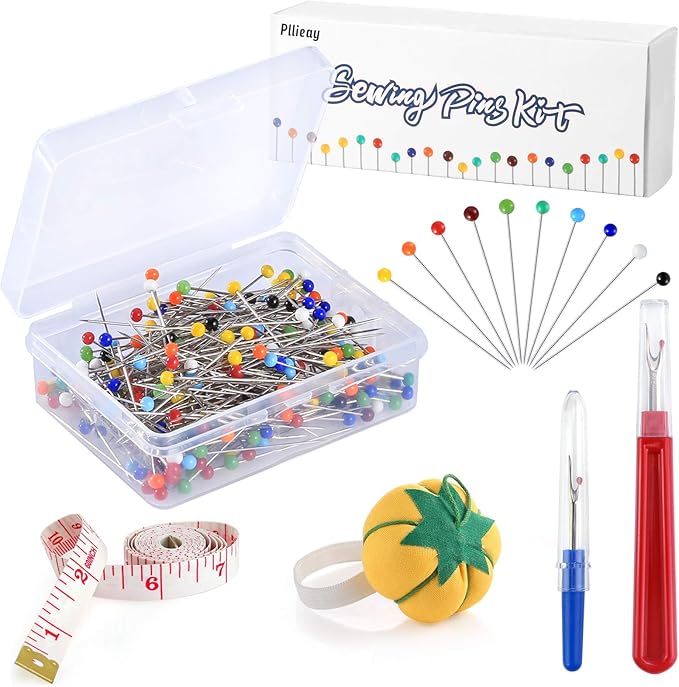 Pllieay 250 Pieces Sewing Pins 38mm Multicolor Glass Ball