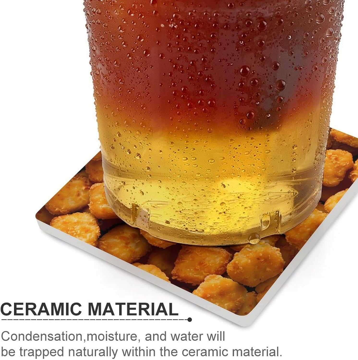 Chicken Nuggets Coaster for Drinks Square Ceramic Table Coasters Stone Mat Crafts 6PCS Home Kitchen Decor