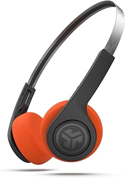 JLab Rewind Wireless Retro Headphones, Black, Bluetooth 4.2, 14 Hours Playtime, Custom EQ3 Sound, Music Controls, Noise Isolation, with Microphone, Throwback 80's/ 90's Design