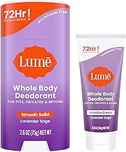 Lume Whole Body Deodorant - Invisible Cream Mini + Solid Stick Bundle - 72 Hour Odor Control - Aluminum & Baking Soda Free, Skin Loving (Lavender Sage)