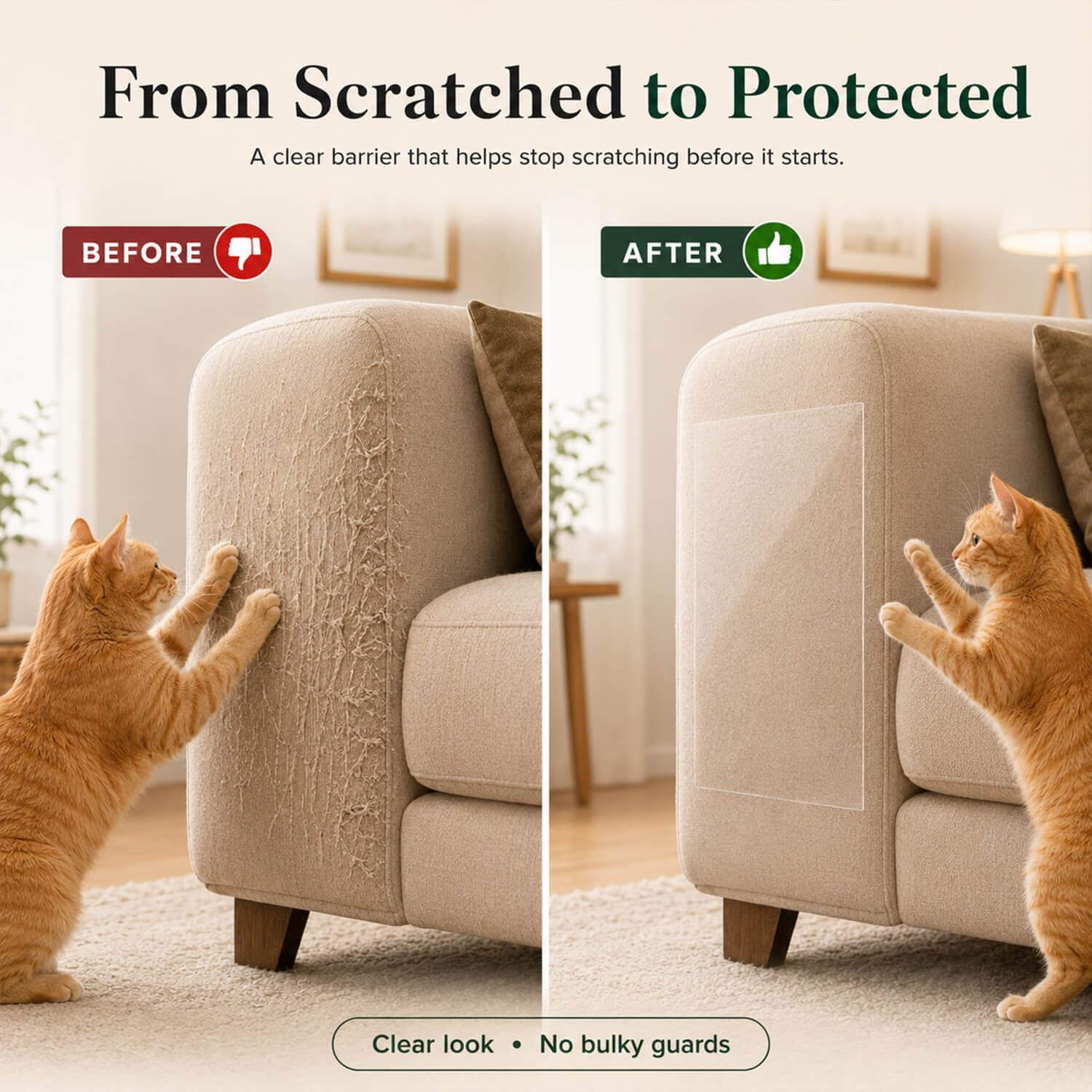 Cat Scratch Deterrent Tape – 10 Double-Sided Anti-Scratching Sticky Tape – Protect Furniture & Train Cats to Stop Scratching – Effective Cat Training Tape for Sofas & Couches image 3
