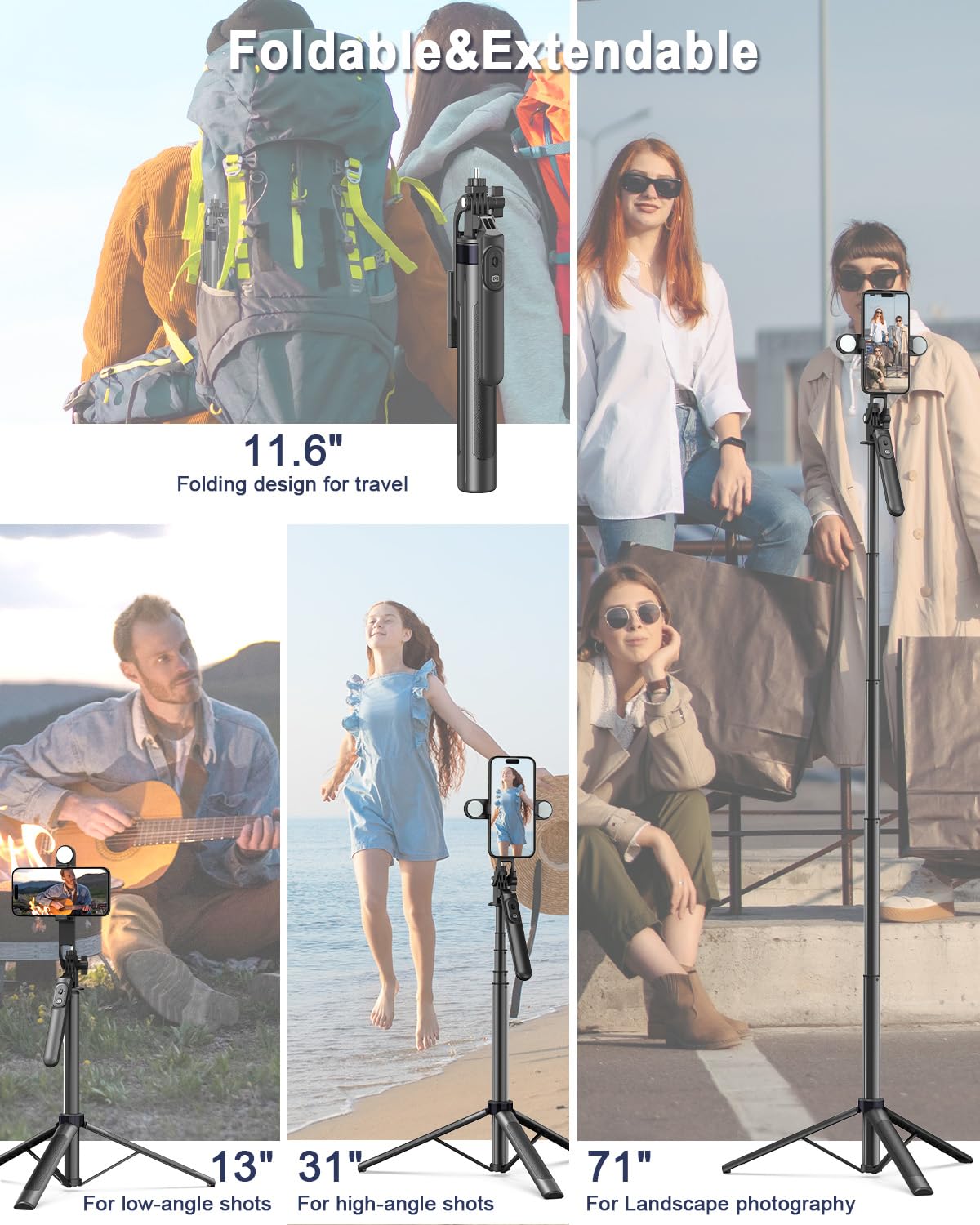 Treppiede per selfie da 175,3 cm con luce