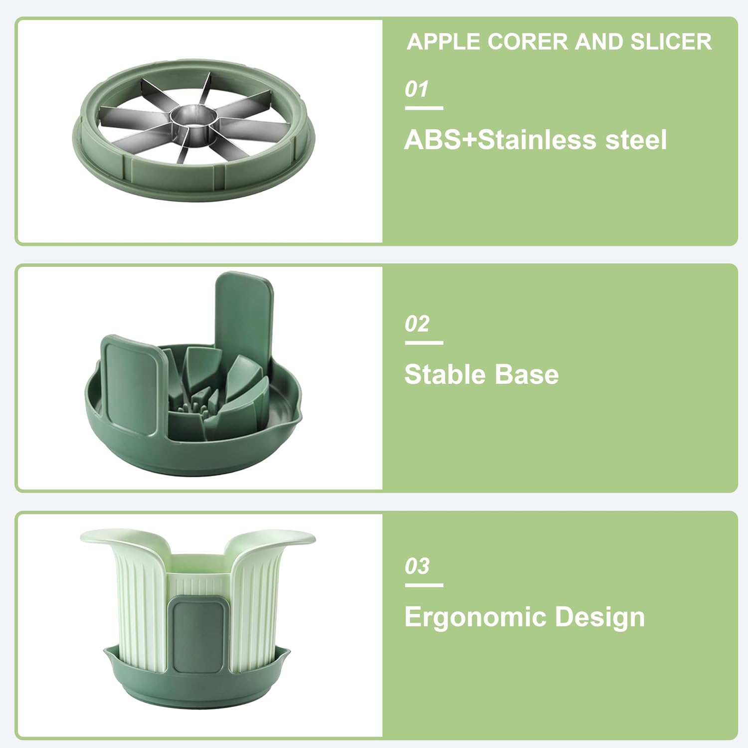 Apple Slicer and Corer, Cut 8 Slices Fruit Cutter with Extra Tomato Blade