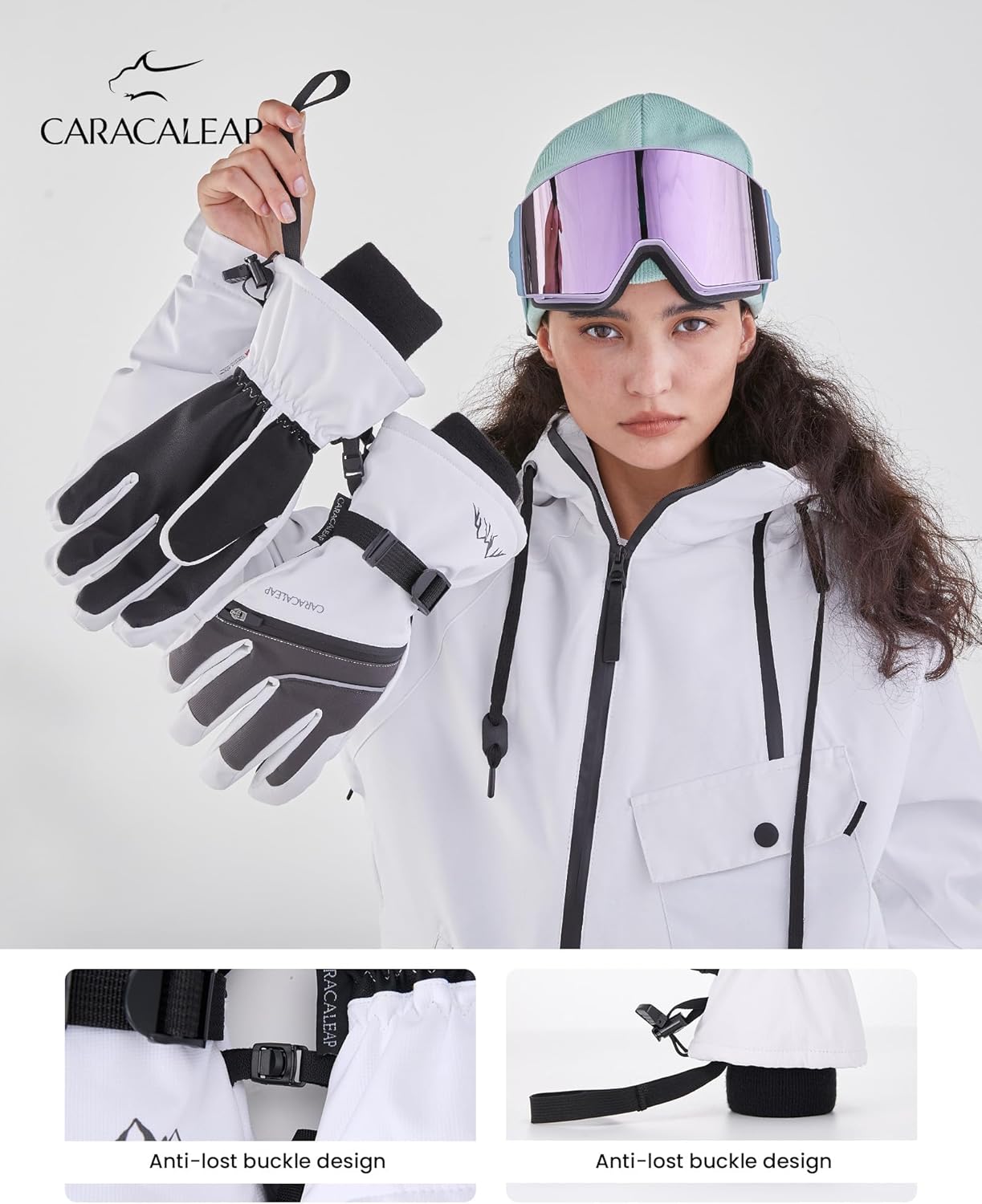 Ski Gloves for Men Women - Winter Snow Windproof Waterproof Skiing Snowboarding for Cold Weather Warm - Image 3