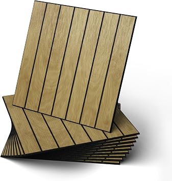 WADILE Peel and Stick Wood Slat Wall Panels | 30 30cm Decorative PVC Wall Panels Soundproof Self-Adhesive for Living Room Bedroom