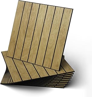 WADILE Peel and Stick Wood Slat Wall Panels 12"x12" (30×30cm) Decorative PVC Soundproof Self-Adhesive for Living Room Bedroom Accent Wall – 10 Pack Light Oak