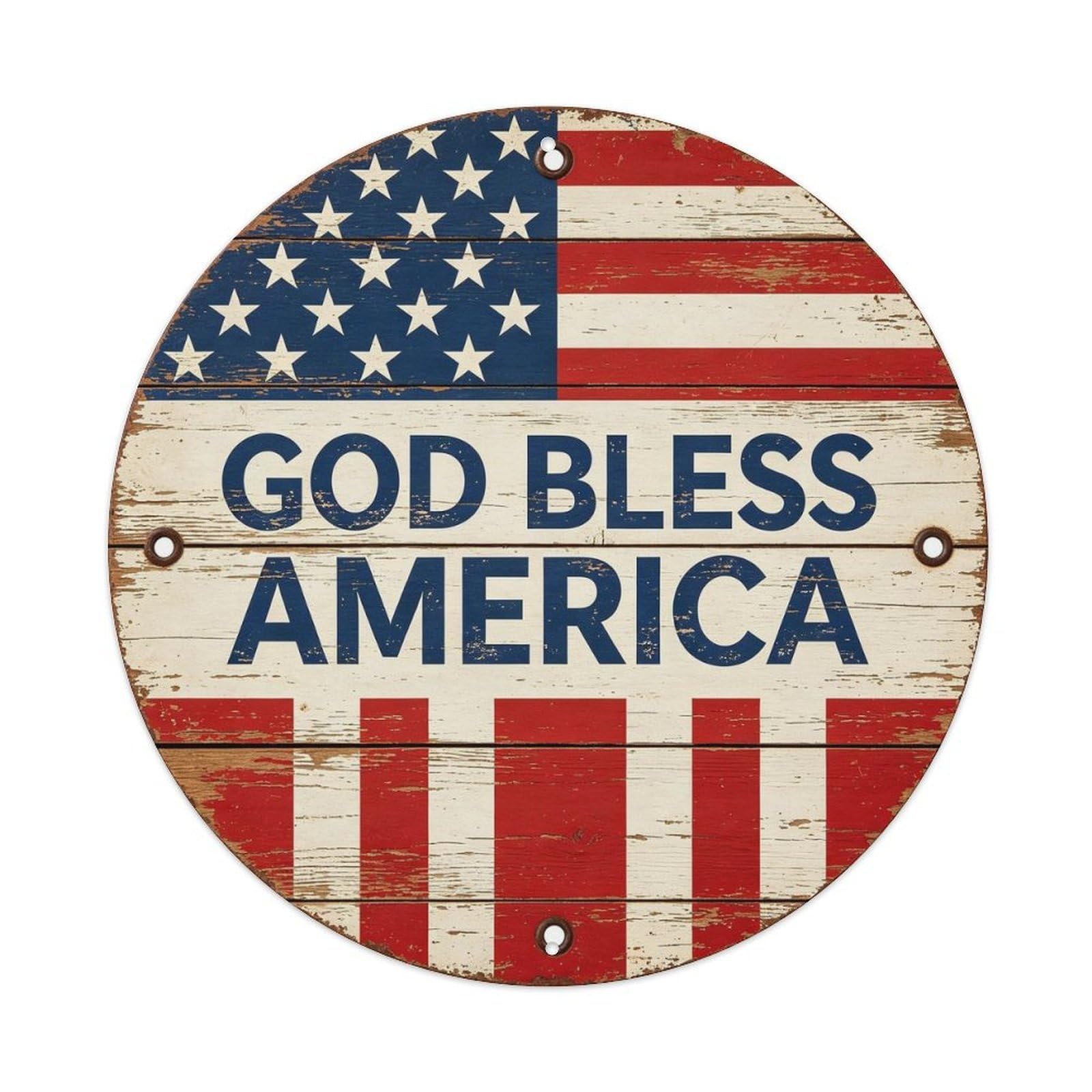 God Bless America Metal Tin Sign Plaque