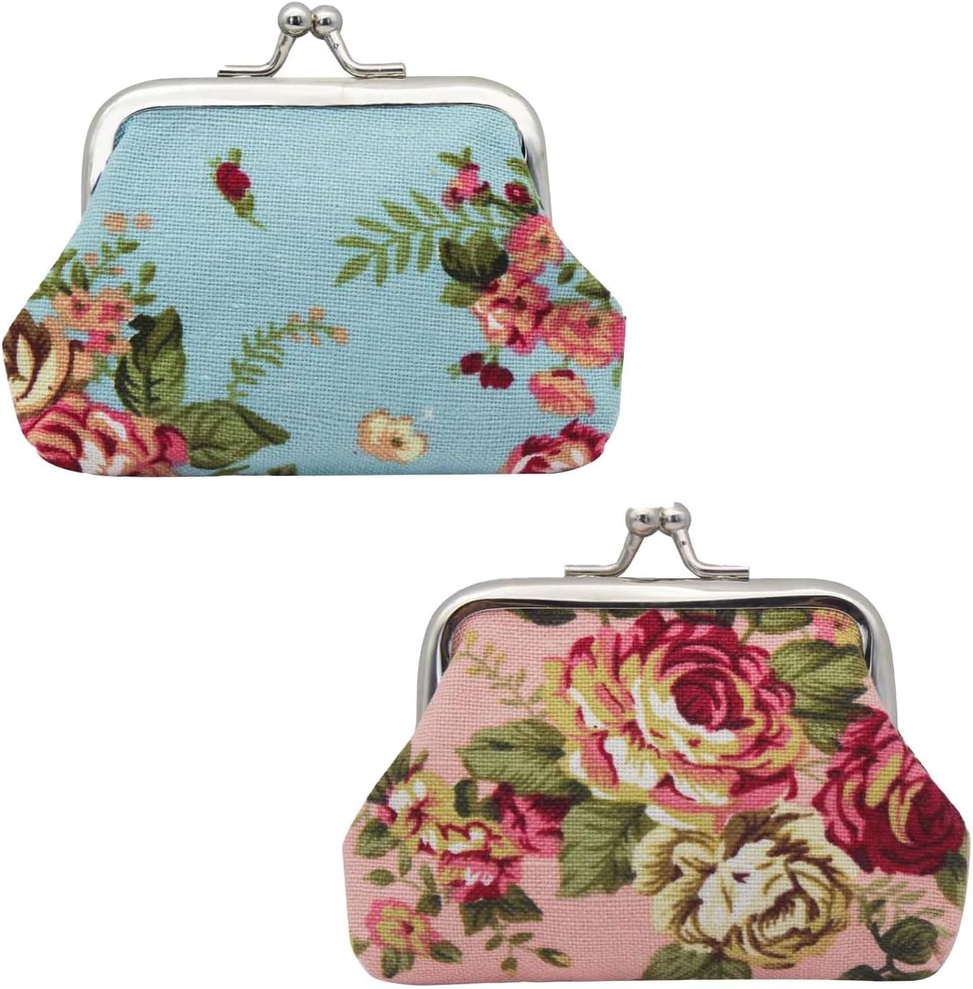 2 Pack Coin Purse Colorful and Sequin Small Coin Purse for Women and Girls, Kiss Lock Design Change Purses Mini Wallets Woman Organize Coin Keys Headphones for Bag (Sequin, Pink+White)