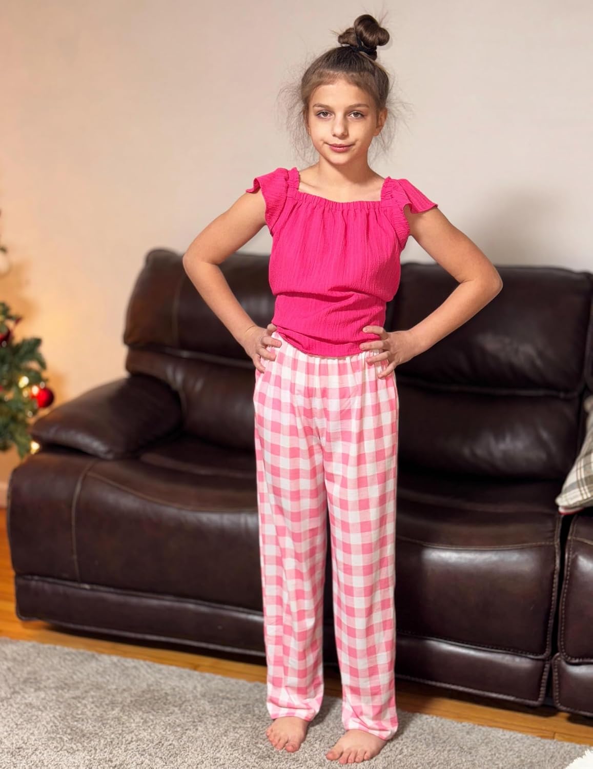 Ekouaer 2/3 Pack Girls Pajama Pants - Cute Print PJ Bottoms With Pockets, Soft Kids Lounge Pants With Elastic Waist - Image 3