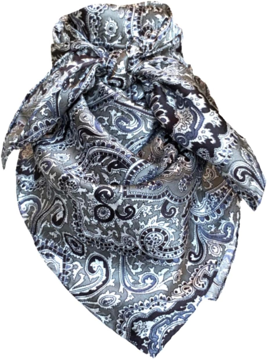 Wyoming Traders XL Paisley Silver and Black Wild Rag 42 Inch Scarf