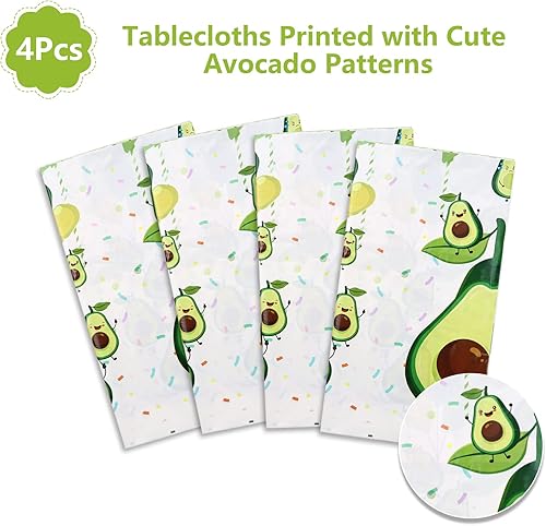 Miniatura 3 de 4 manteles de plástico con patrón de aguacate, 51.2 in x 86.6 in, mantel de plástico desechable para fiesta de cumpleaños de niños, baby shower