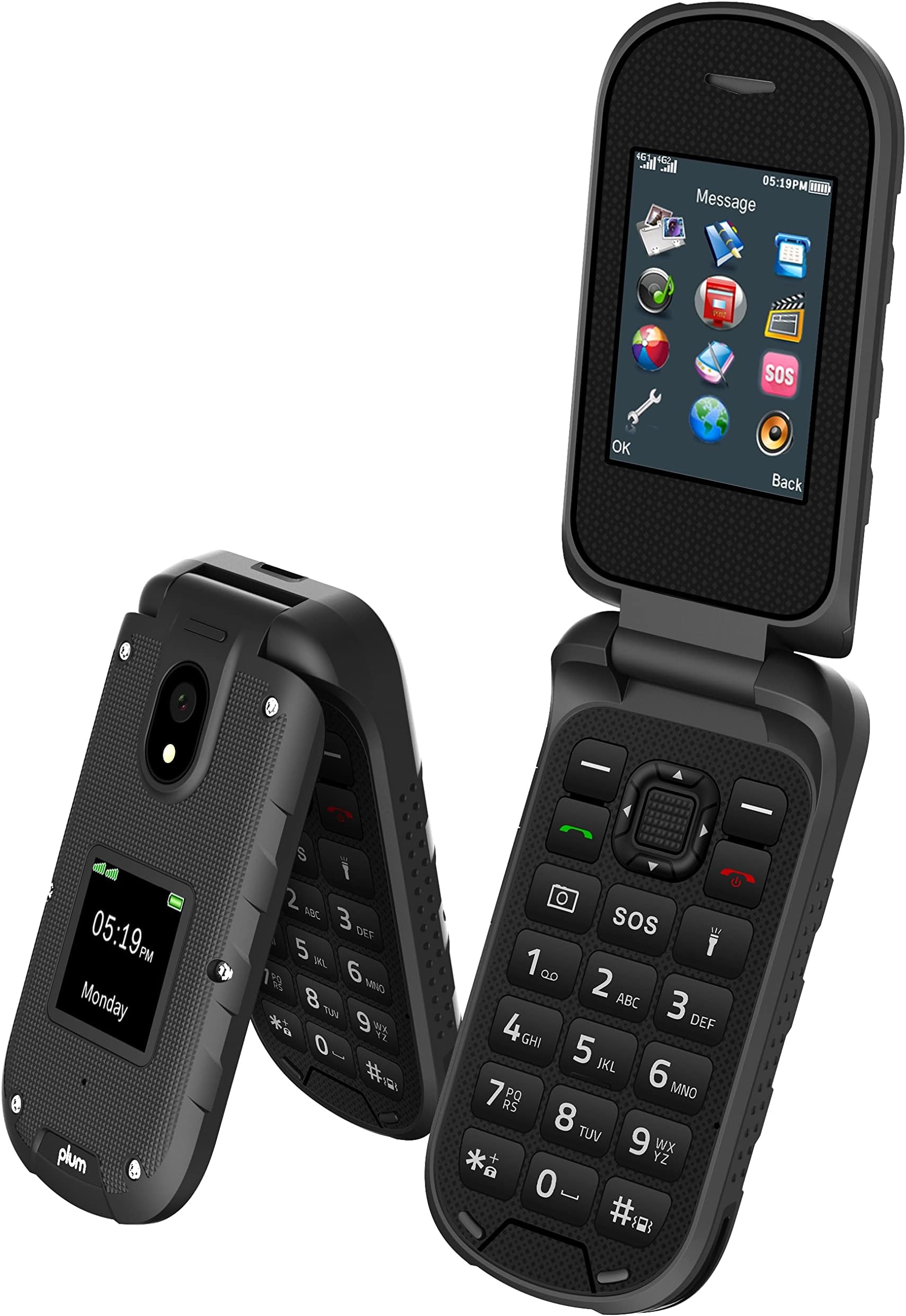 Plum RAM Plus 4G Volte Rugged Flip Phone, IP68 Shock Proof T-Mobile – Black