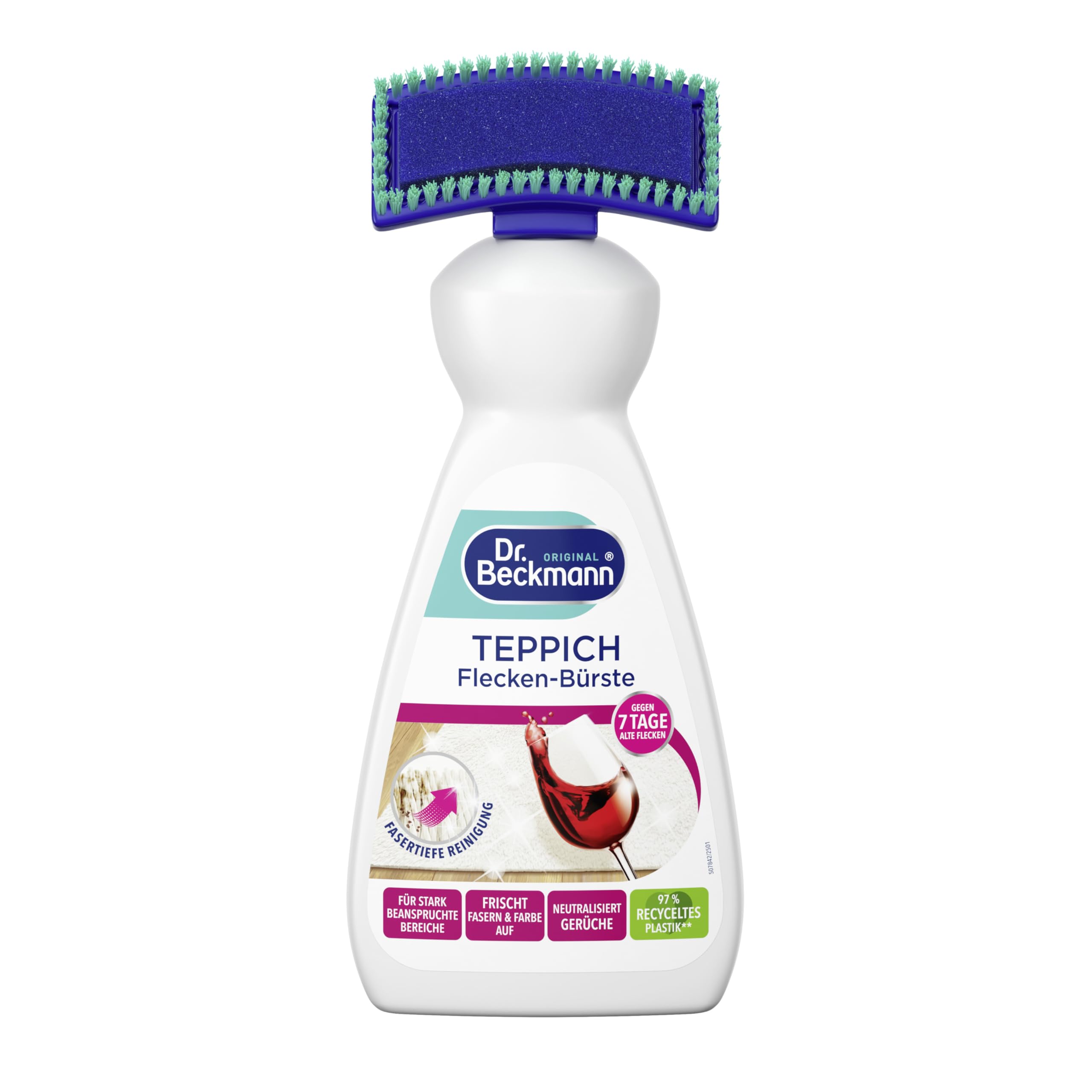 Dr. Beckmann Teppich Flecken-Bürste | Teppichreiniger zur Entfernung selbst hartnäckiger Flecken und Gerüche | inkl. Bürstenapplikator | 650 ml