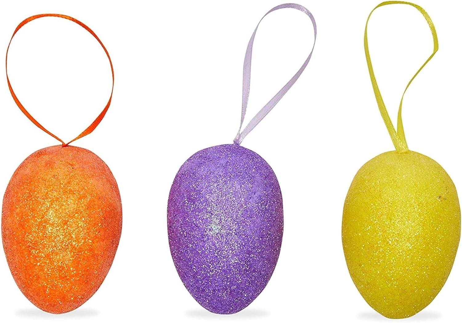 Juvale Sparkly Easter Egg Ornaments - 36-Pack, 6 Assorted Glitter Colors - Plastic & Glitter Eggs for Easter & Spring Decor, Tree Ornaments