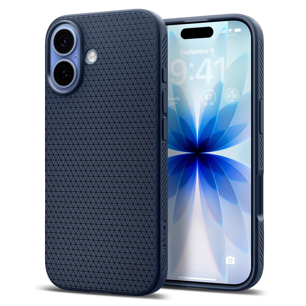 Spigen iPhone 17 Hülle [rutschfest] [DURCHDACHTE Details] Liquid Air Case Slim TPU mit Truss-Design, Militärgeprüfter Schutz, Sound Tunnel Technologie Handyhülle –Navy Blue