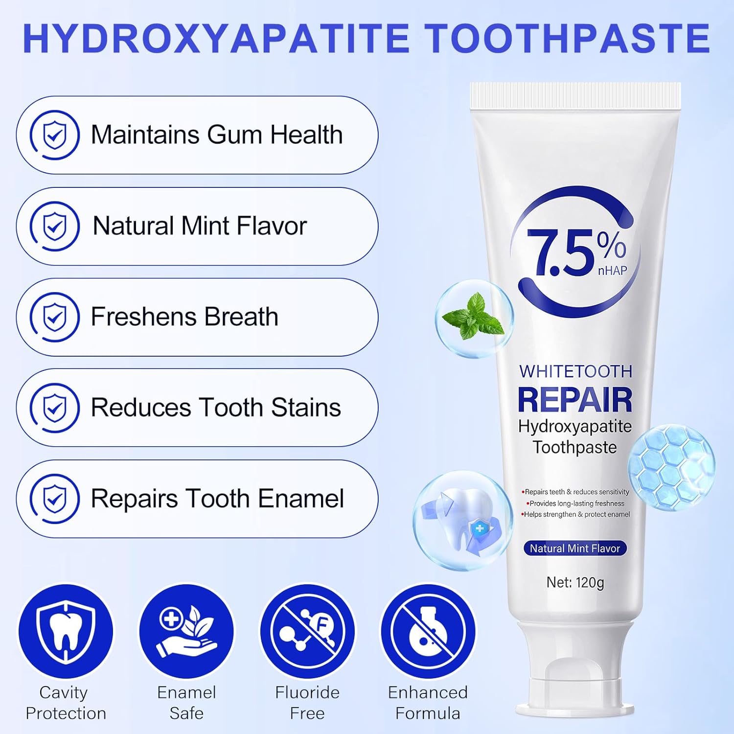 7.5% Hydroxyapatite Tootaste, Tootaste for Advanced Enel Protect,