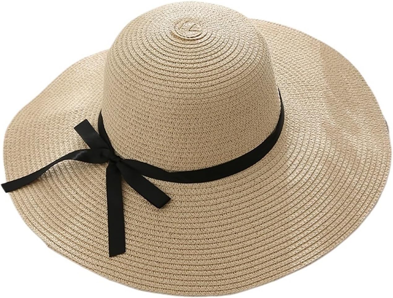 1Pcs Summer Wide Brim Straw Hat Foldable Beach Handmade Vacation Accessory
