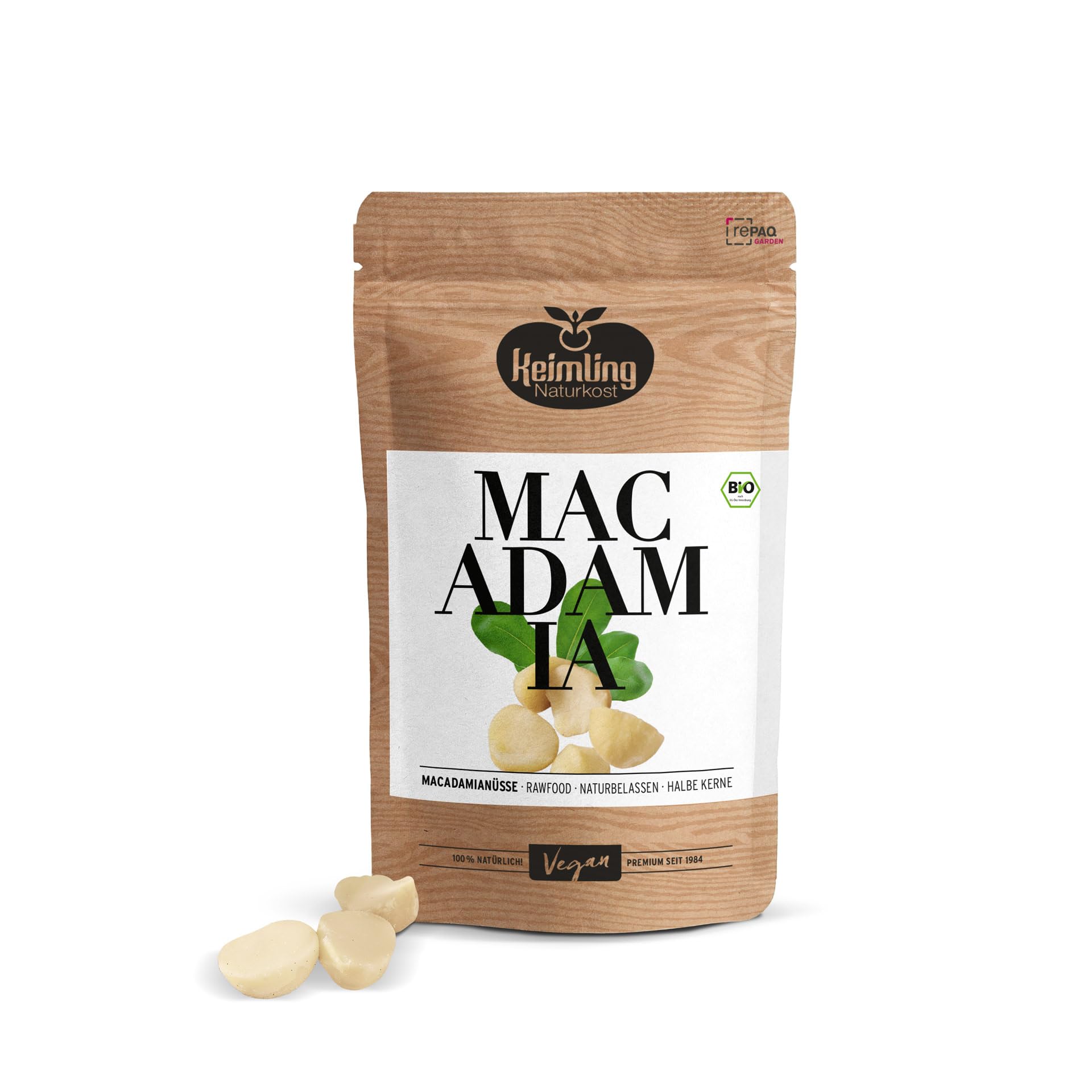 Keimling Bio - Macadamianüsse – naturbelassen & ungesalzen – Rohkost-Qualität aus Südafrika – schonend getrocknet unter 45 °C – Premiumqualität von Keimling Naturkost (1 kg)