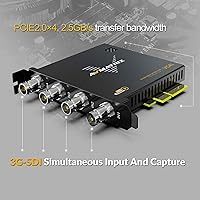 Vista 2 de AVMATRIX Tarjeta de captura PCIE para PC, 4CH SDI con latencia ultra baja 1080P60 para transmisión en vivo multicanal, videoconferencia, educación