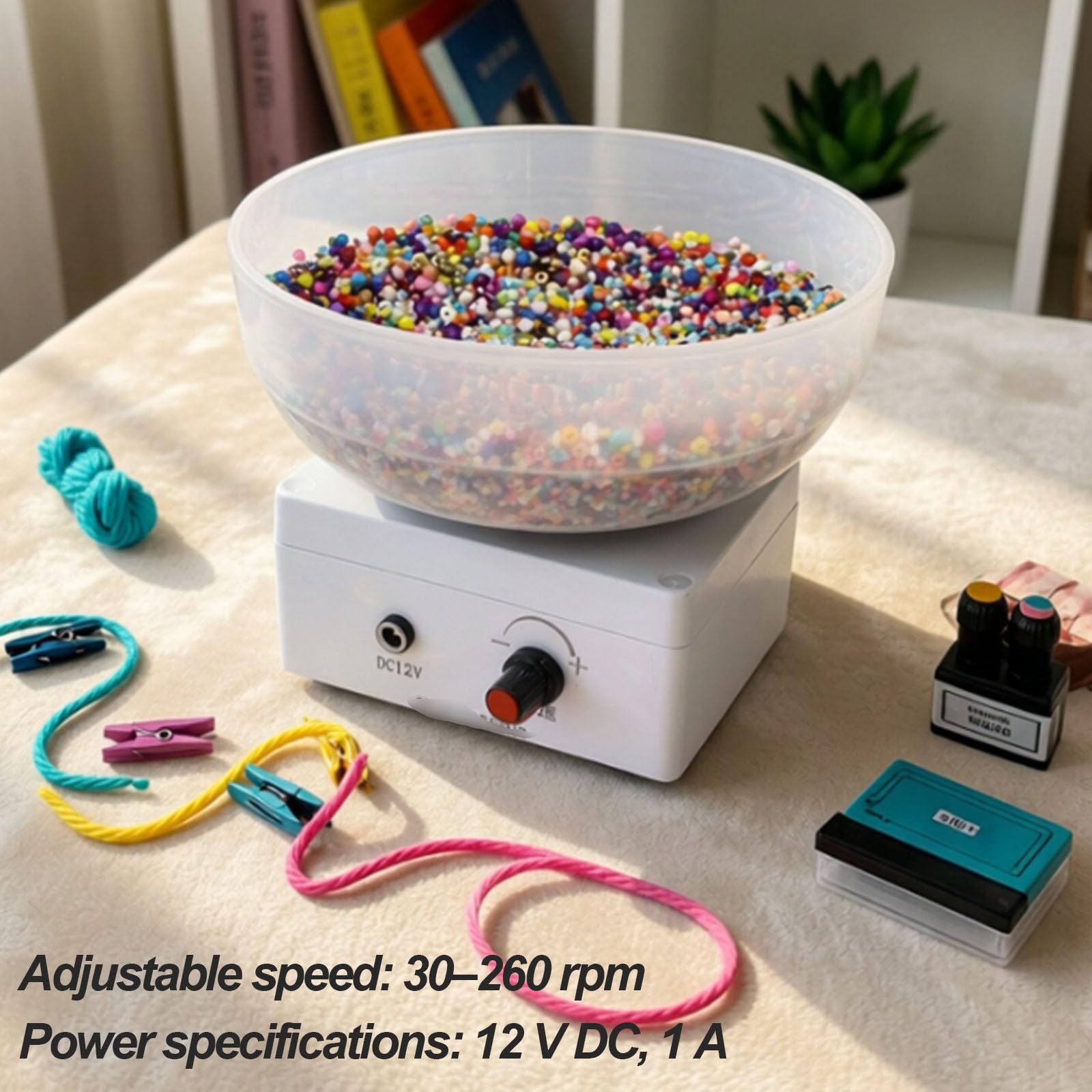 Spinner de cuentas, herramienta eléctrica semiautomática con velocidad ajustable 30-260/min, incluye agujas de abalorios, ideal para pulseras, collares y manualidades