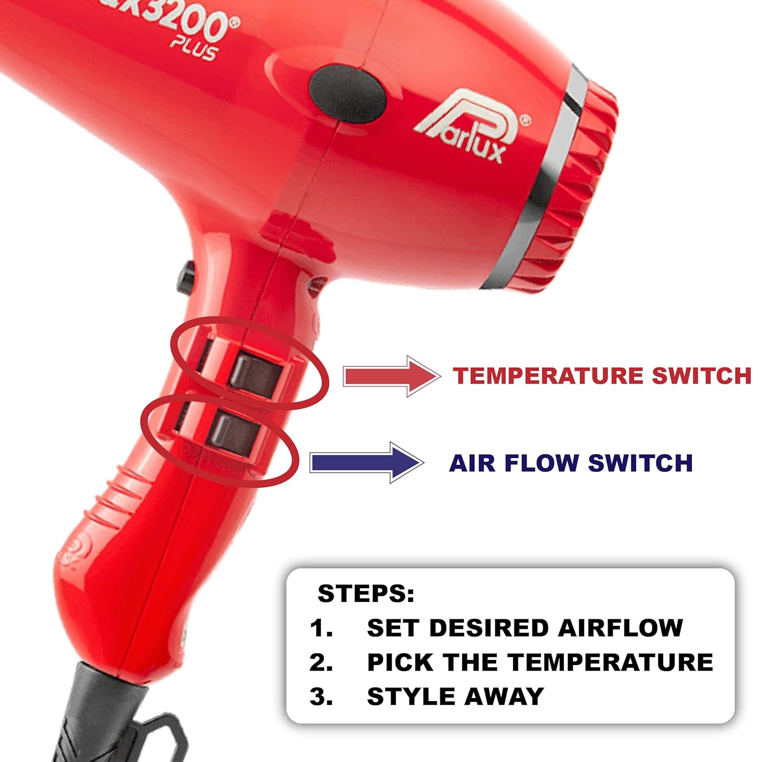 Parlux 3200 Plus Violet Hair Dryer + M Hair Designs Metal Mesh Diffuser (Bundle) – Professional Ionic Blow Dryer for Fast Drying, Frizz Control & Voluminous Styling